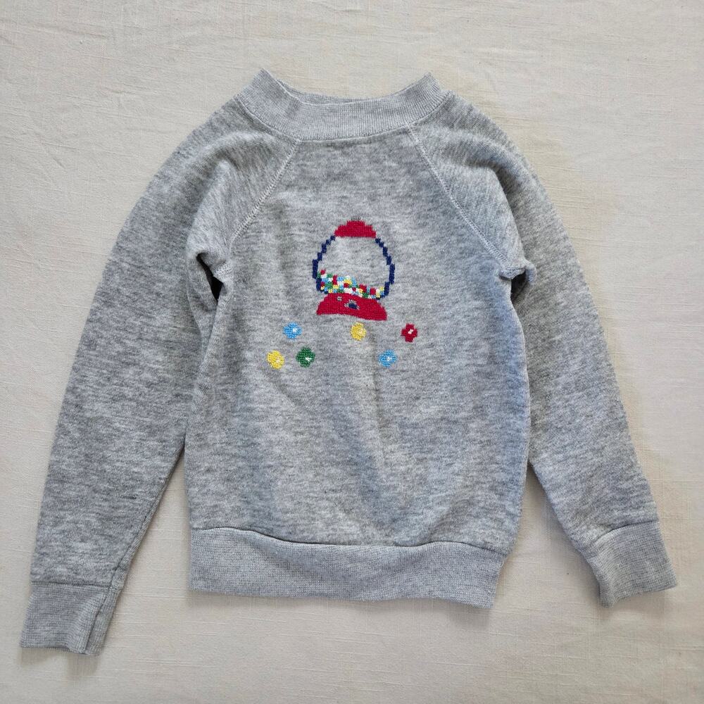 Vintage Gumball Machine Cross-stitch Crewneck 4t slim fit